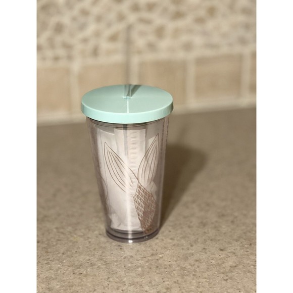 STARBUCKS 2018 Clear Acrylic Tumbler  W/Gold Siren 16oz W/Straw - RARE - Picture 6 of 9